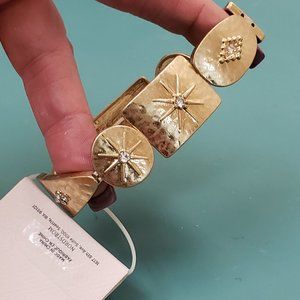 Melrose and Market, NWT, gold tone with clear jewel Aztec stretch bracelet
